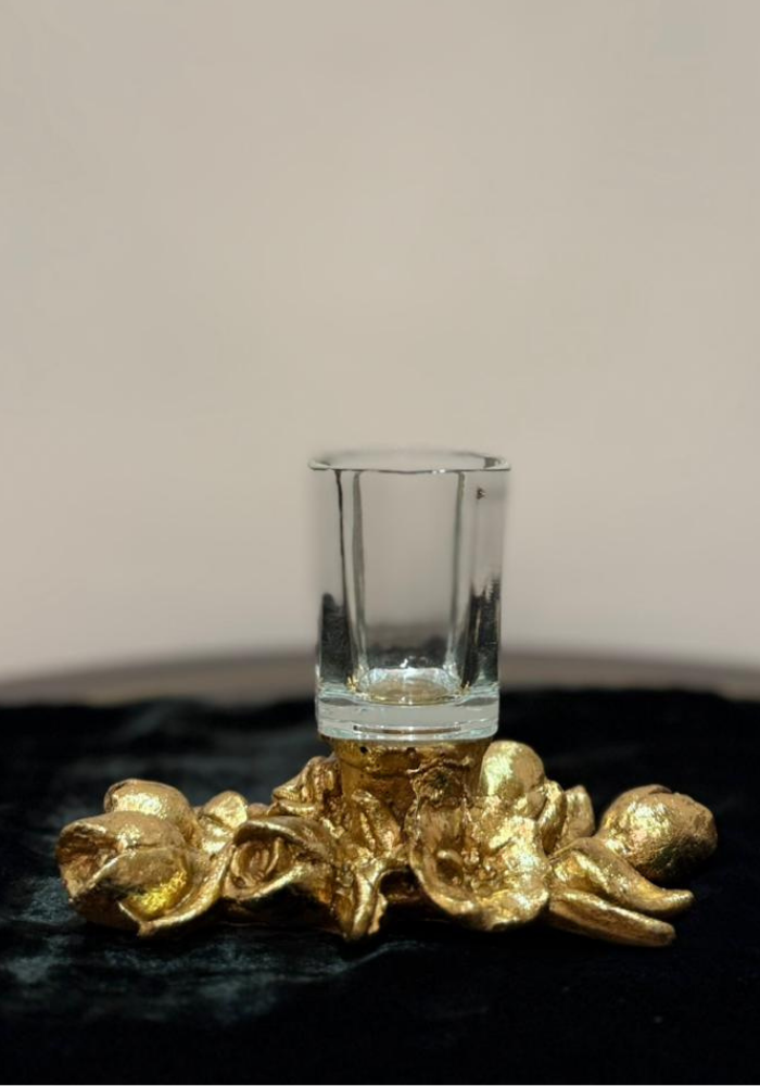 Gold Floral Candle Holder