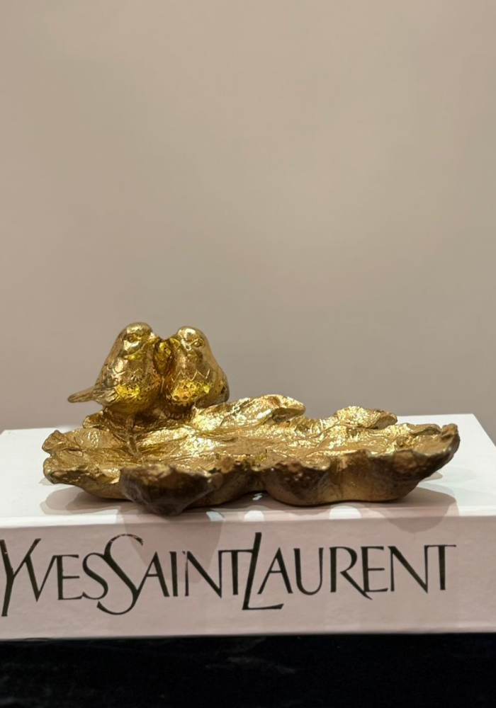 Sparrow Tray – Gold Decorative Resin Tray with Sparrow Bird Motif