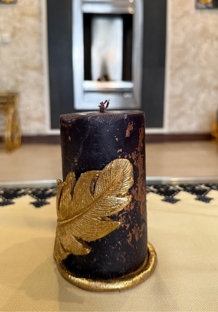 Gold Leaf Candle Holder(Without Candle)
