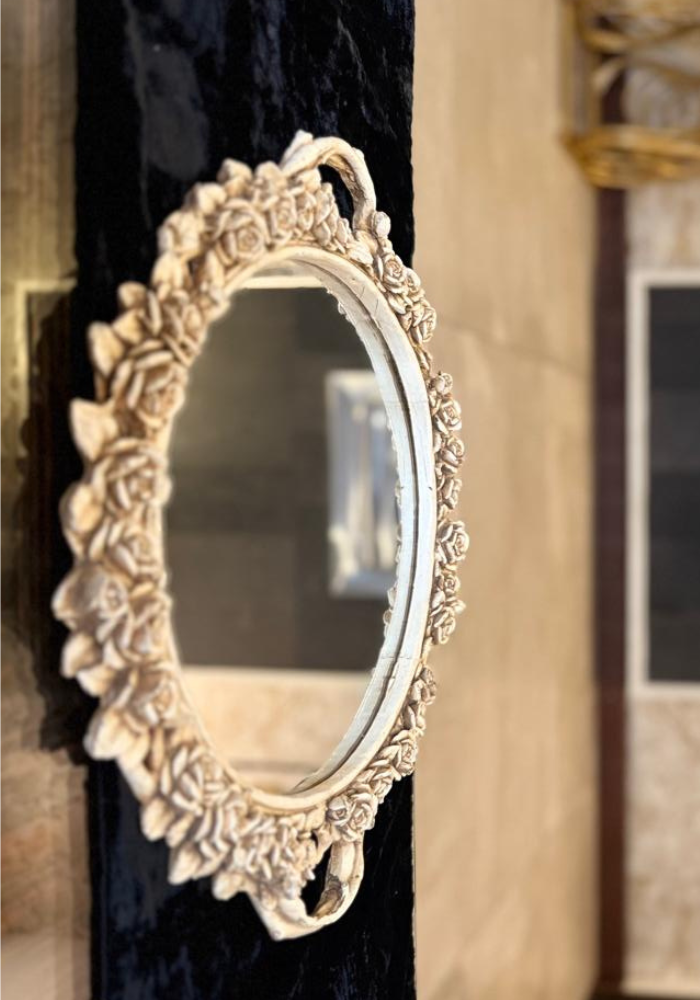 Floral Decorative Mirror with Handles