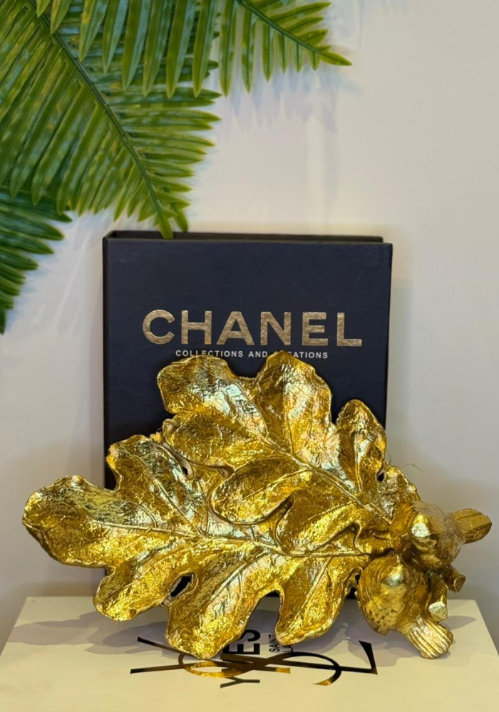 Sparrow Tray – Gold Decorative Resin Tray with Sparrow Bird Motif | Elegant Home Accent