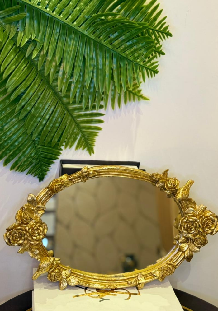 Gold Rose Mirror | Luxury Floral Accent Wall Mirror
