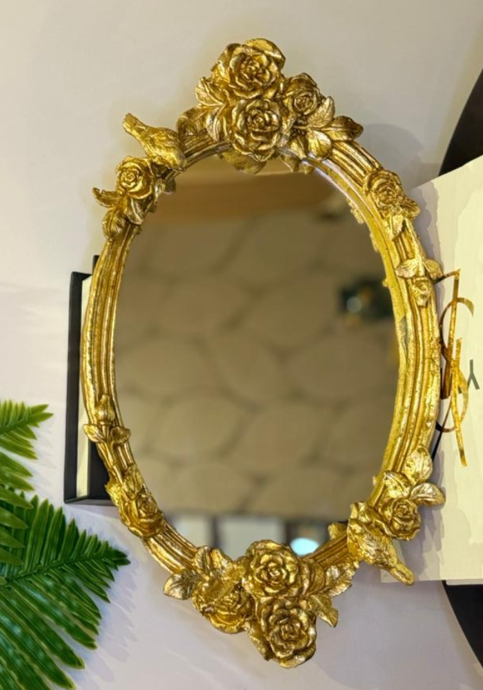 Gold Rose Mirror | Luxury Floral Accent Wall Mirror
