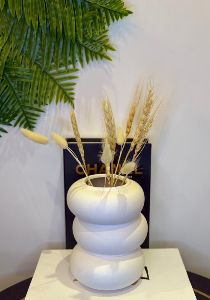 Contemporary White Ceramic Vase | Modern Minimalist Decorative Accent