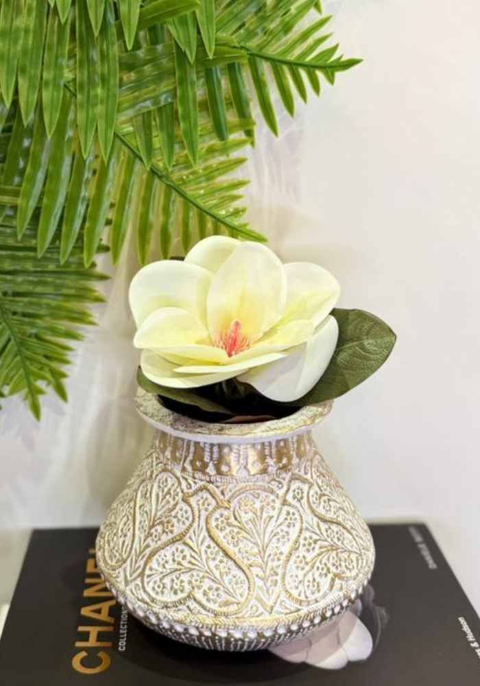 Artisanal Gold-Embossed Vase | Luxury Centerpiece