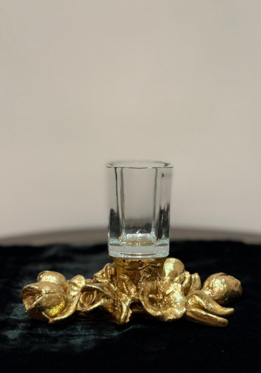 Gold Floral Candle Holder