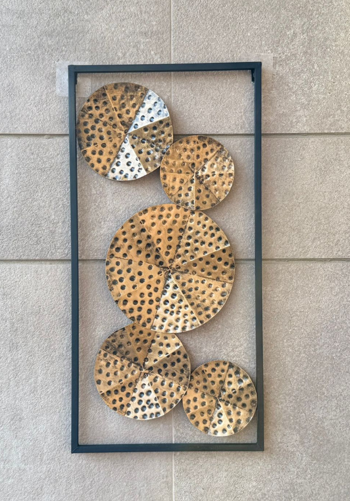 Abstract Gold Black Circle Wall Panel