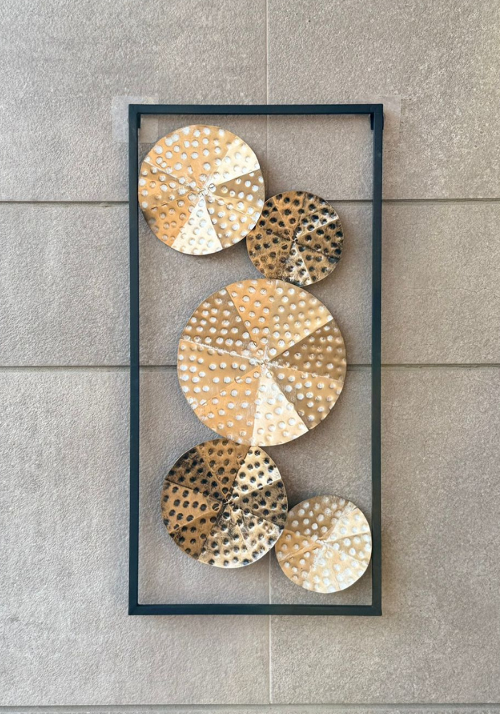 Abstract Gold Black Circle Wall Panel