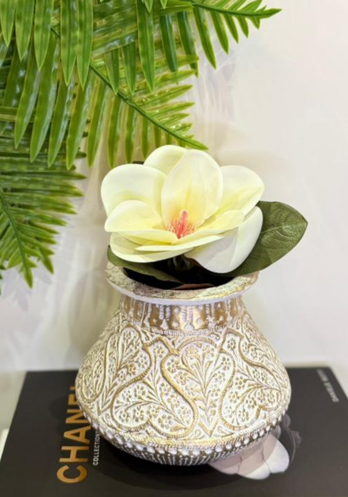 Artisanal Gold-Embossed Vase | Luxury Centerpiece