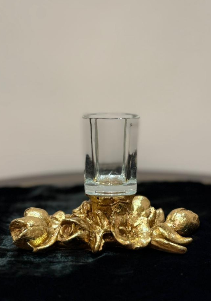 Gold Floral Candle Holder