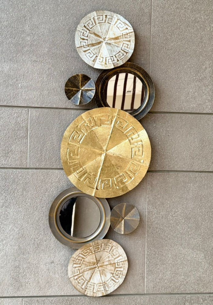 Abstract Gold and Silver Wall Art with Mirrors