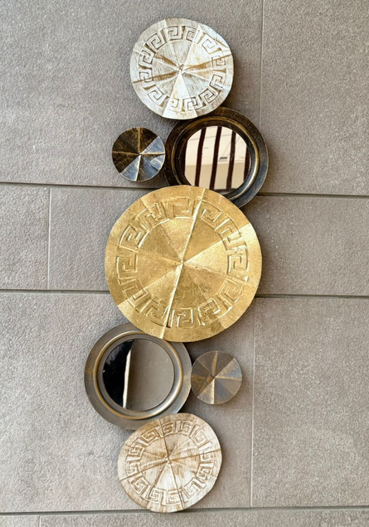 Abstract Gold and Silver Wall Art with Mirrors