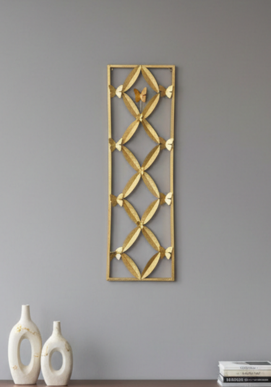 Gold Butterfly Lattice Wall Panel – Modern Metal Wall Art