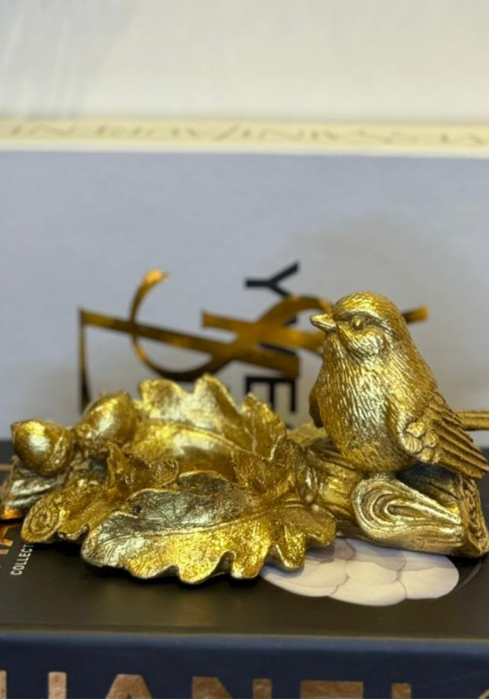 Decorative Bird and Leaf Candle Holder – Elegant Gold Candle Stand | Luxury Home Décor