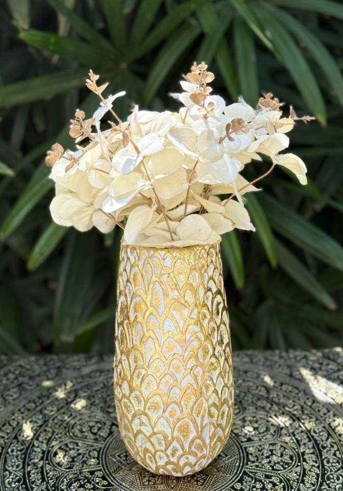 Tall Gold Flower Vase (WITHOUT FLOWERS)