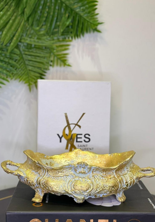 Antique Gold & White Turkish Ornate Decor Bowl