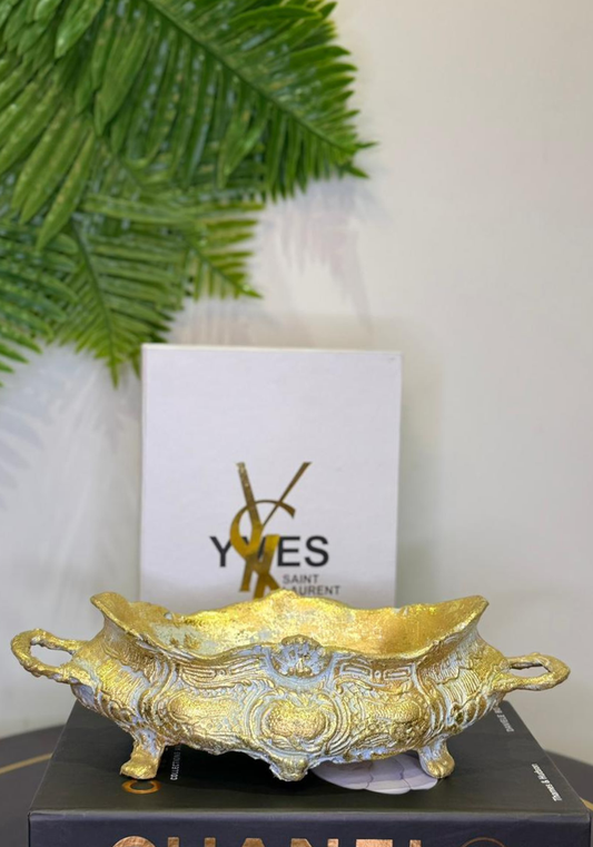 Antique Gold & White Turkish Ornate Decor Bowl