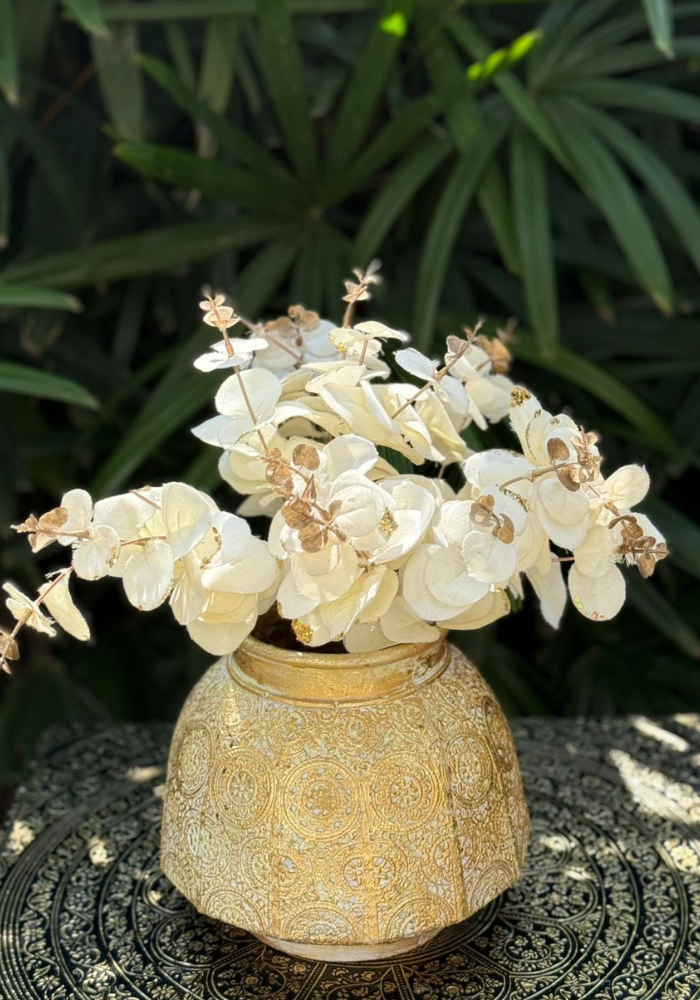 Gold Embossed Textured Planter – Premium Decorative Pot (WITHOUT FLOWERS)