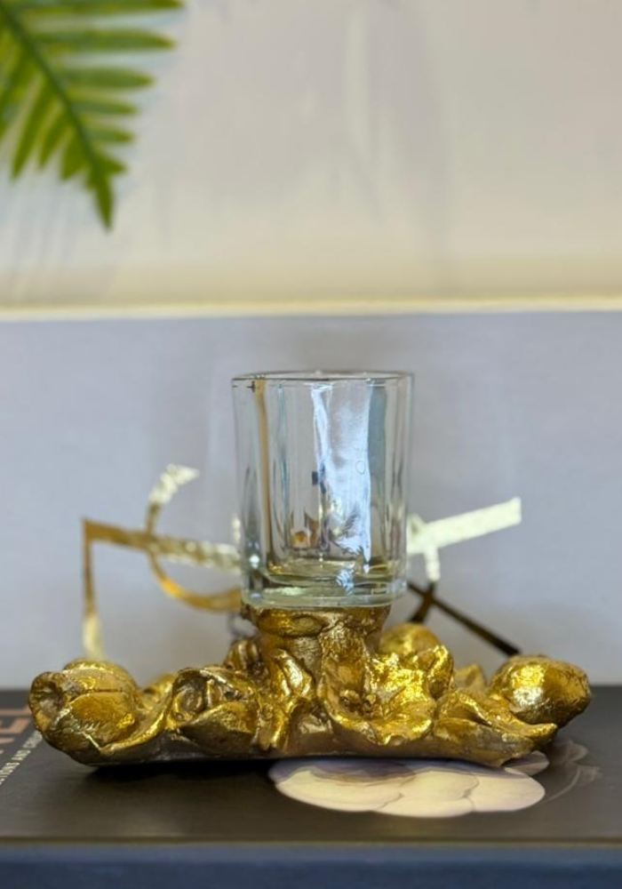 Gold Floral Candle Holder – Elegant Decorative Centerpiece | Luxury Home Decor