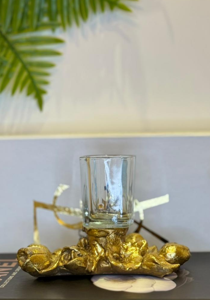 Gold Floral Candle Holder – Elegant Decorative Centerpiece | Luxury Home Decor