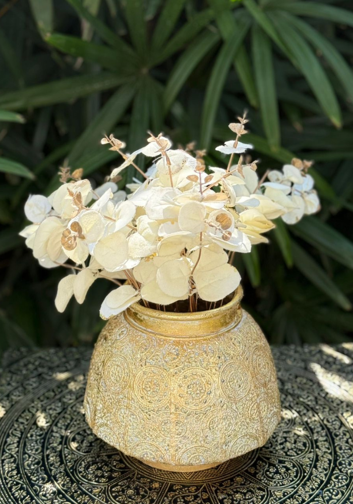 Gold Embossed Textured Planter – Premium Decorative Pot (WITHOUT FLOWERS)