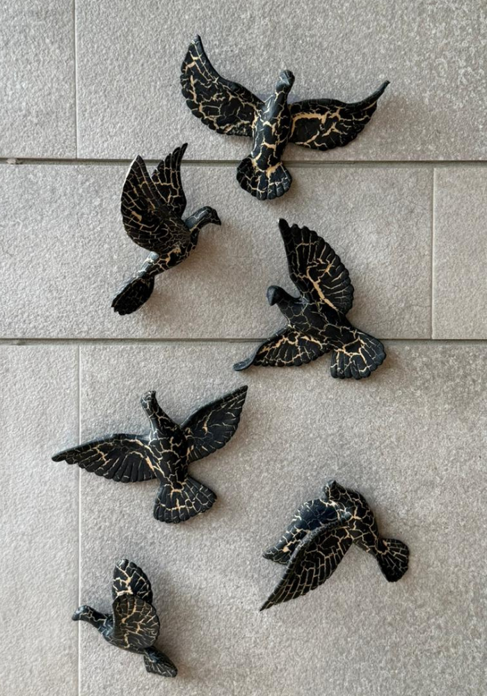 Luxe Black &amp; Gold Flying Bird Wall Art Set – Modern 3D Metallic Bird Sculptures