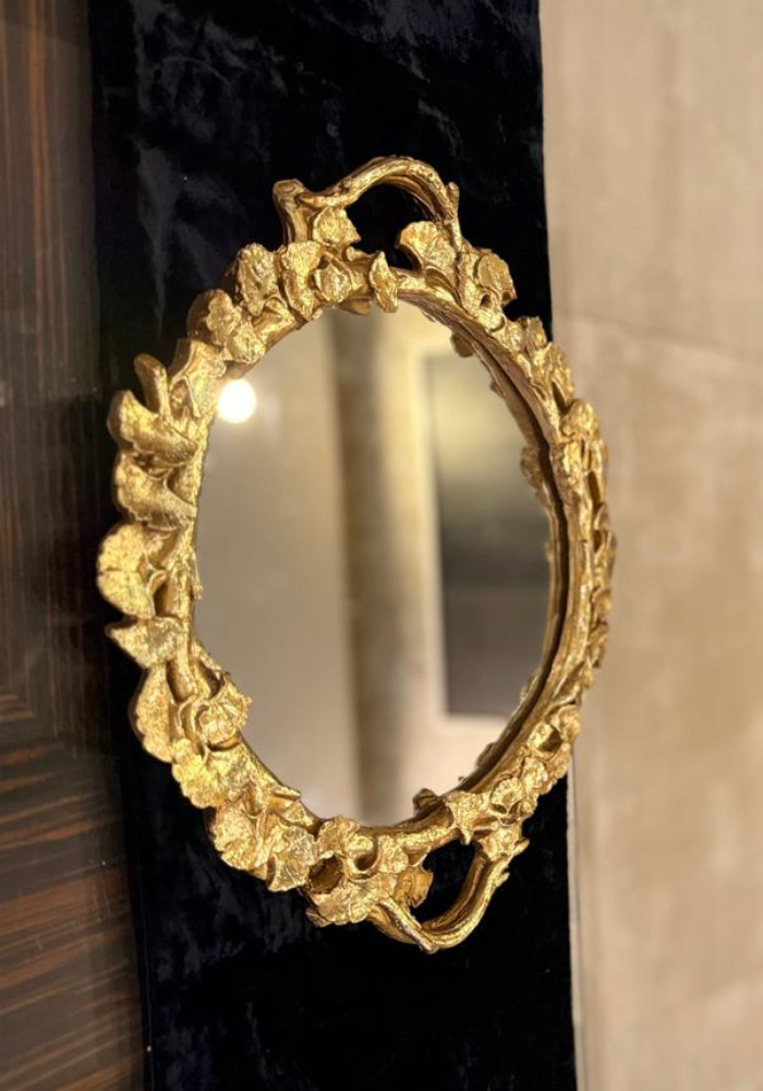 Gold Floral Decorative Mirror with Handles