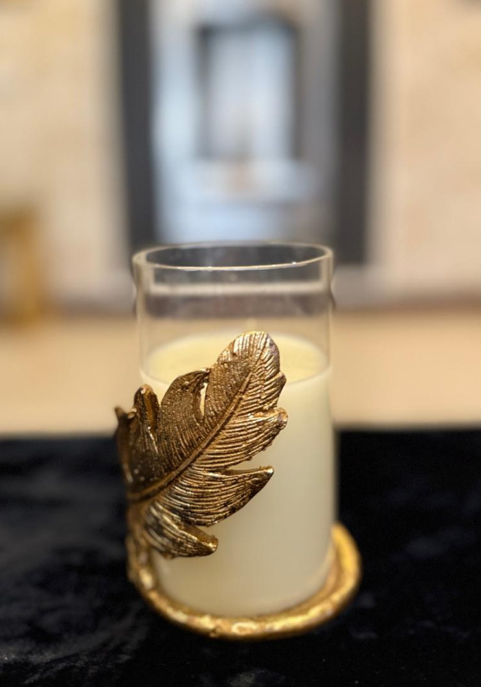 Gold Leaf Candle Holder(Without Candle)