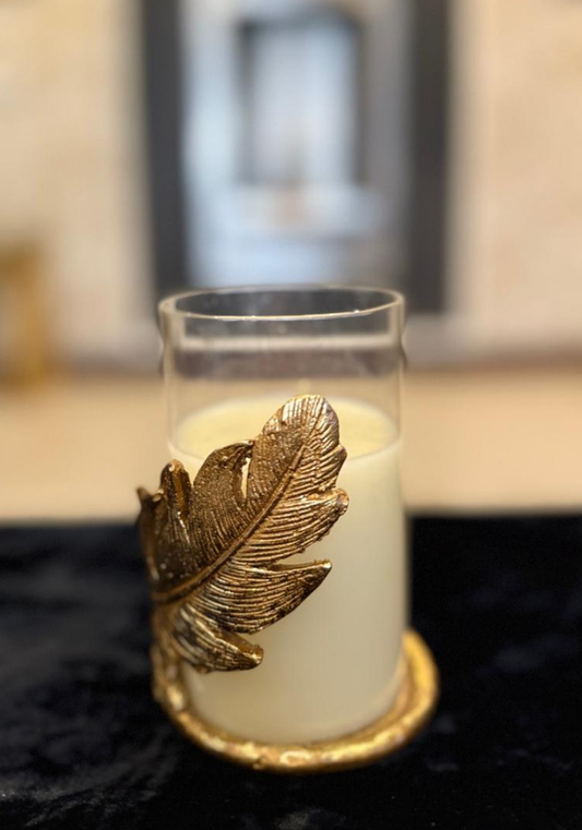 Gold Leaf Candle Holder(Without Candle)