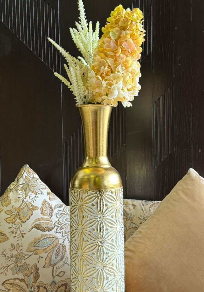 Elegant Gold Accented Floral Vase