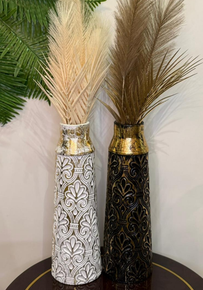 The Heritage Damask Fiber Vase | Timeless Sculptural Beauty