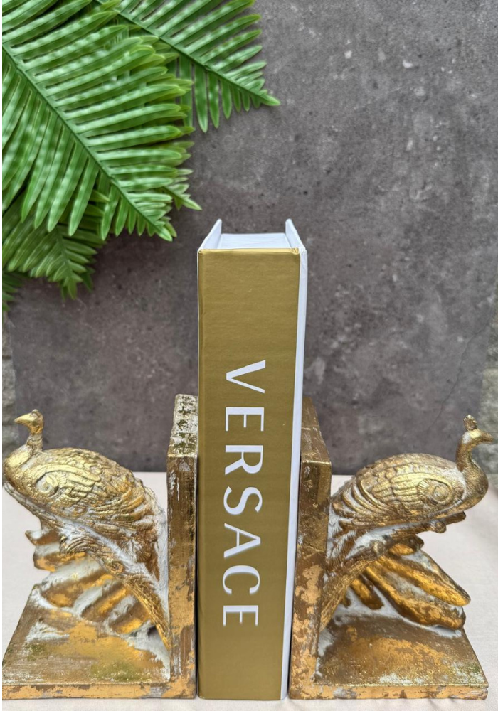 Regal Feathered Elegance: Antique Peacock Statue (Set of Two)