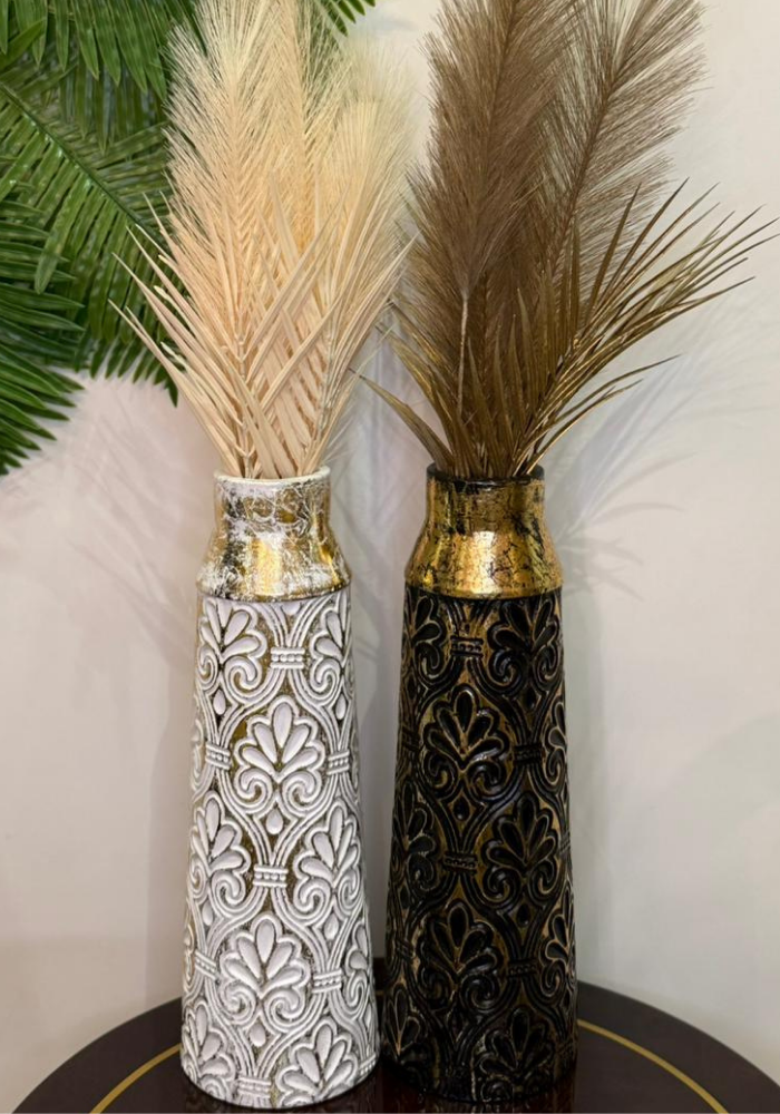 The Heritage Damask Fiber Vase | Timeless Sculptural Beauty