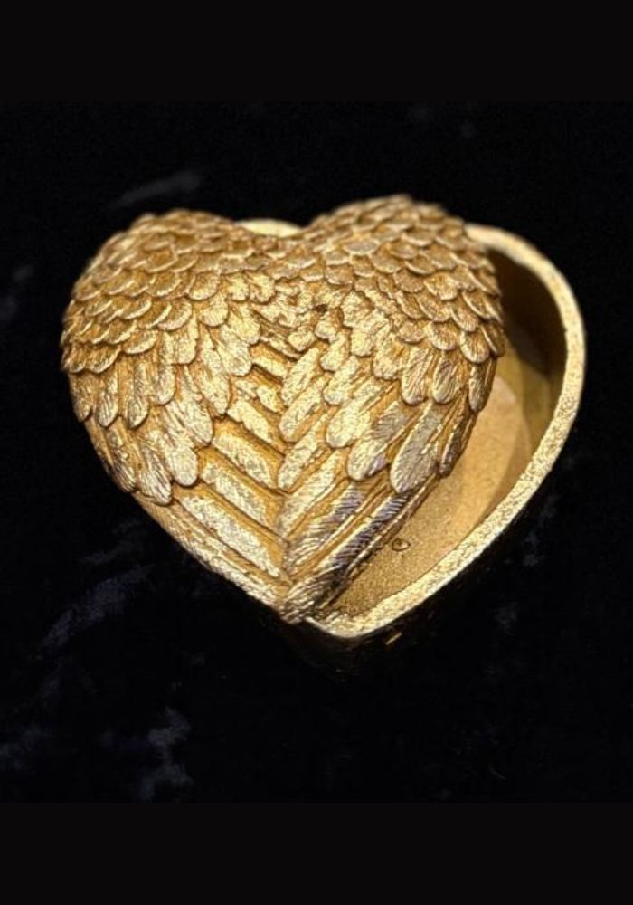 Gold Winged Heart Jewelry Box