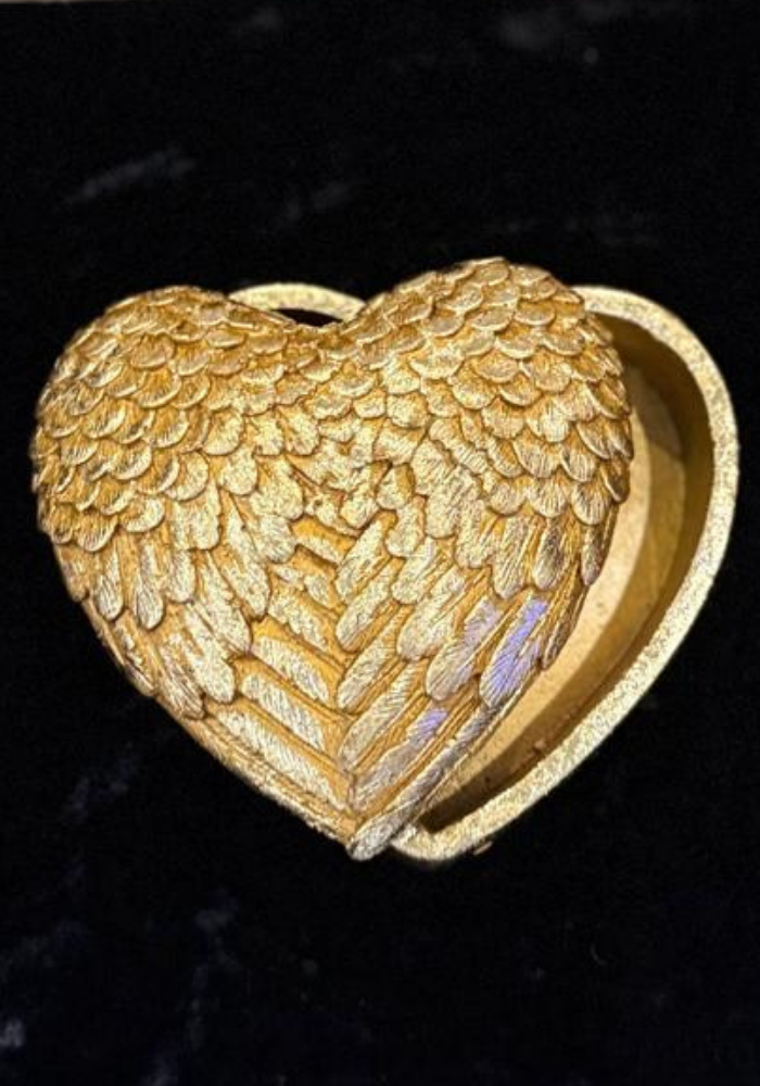 Gold Winged Heart Jewelry Box