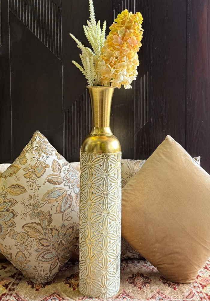 Elegant Gold Accented Floral Vase