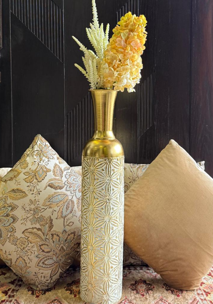 Elegant Gold Accented Floral Vase