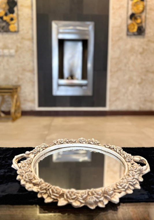 Floral Decorative Mirror with Handles