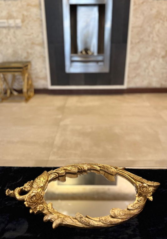 Gold Leaf Decorative Mirror with Peacock Motif