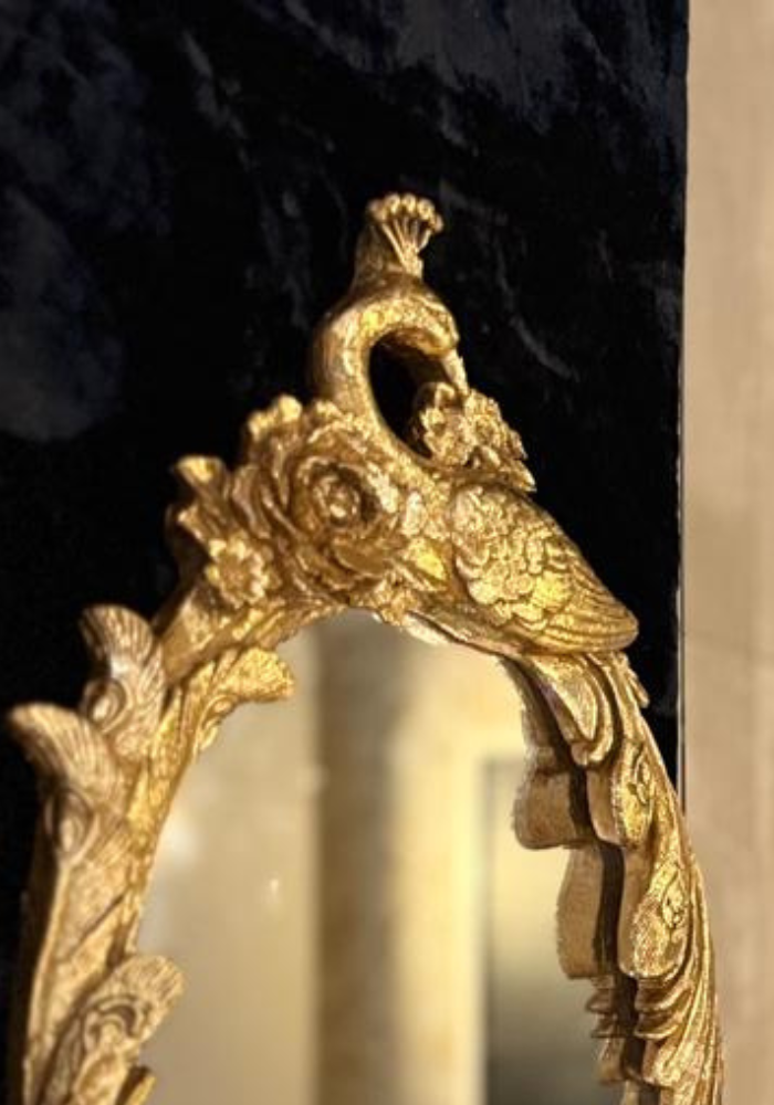 Gold Leaf Decorative Mirror with Peacock Motif