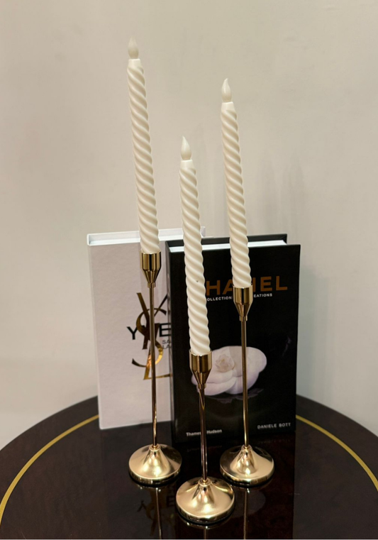 Elegant Golden Candle Holders - Set of Three
