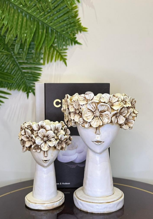 Floral Crown Face Planters | Ceramic Head Vases
