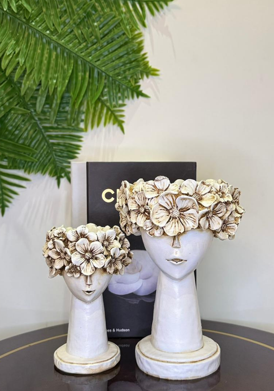 Floral Crown Face Planters | Ceramic Head Vases