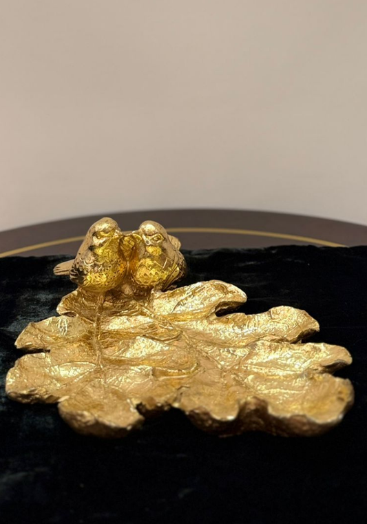Sparrow Tray – Gold Decorative Resin Tray with Sparrow Bird Motif