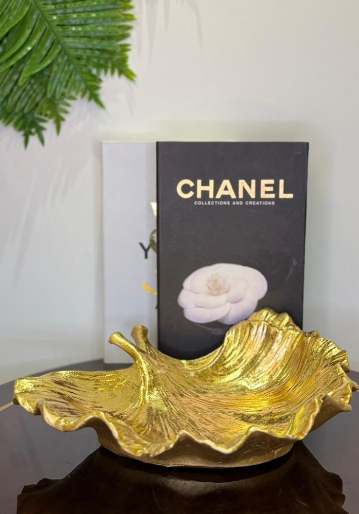 Luxury Gilded Leaf Serving Bowl | Gold Botanical Decor
