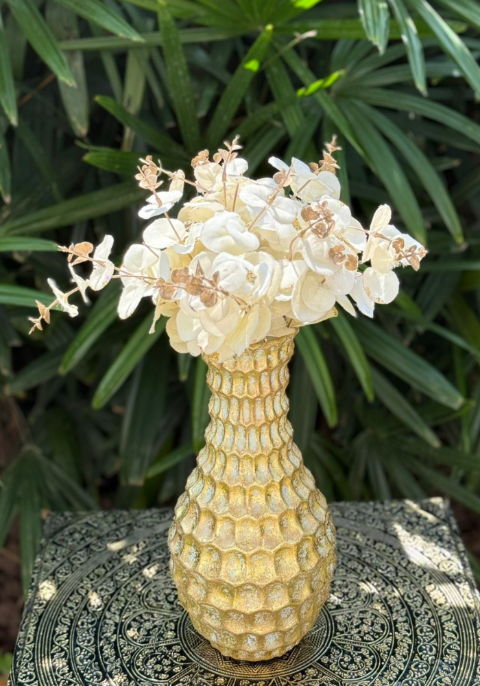Tall Gold Textured Vase – Statement Piece for Home